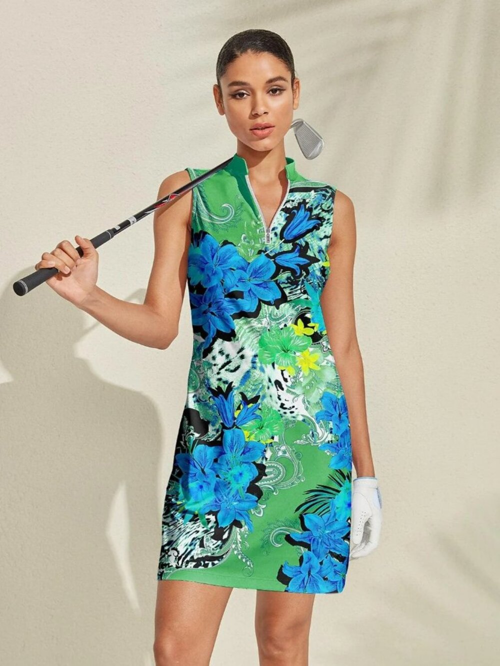 NWT Hyped-up Tropical Sleeveless 36.5 Inch Dress UPF50+